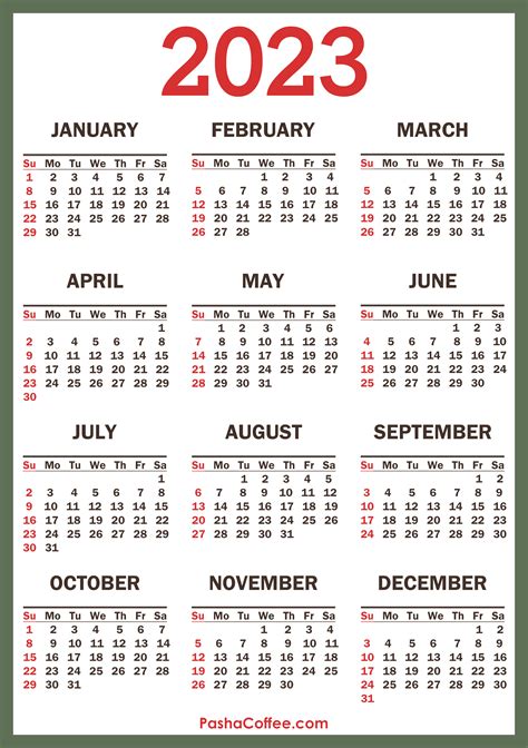 2023 Calendar Free Printable